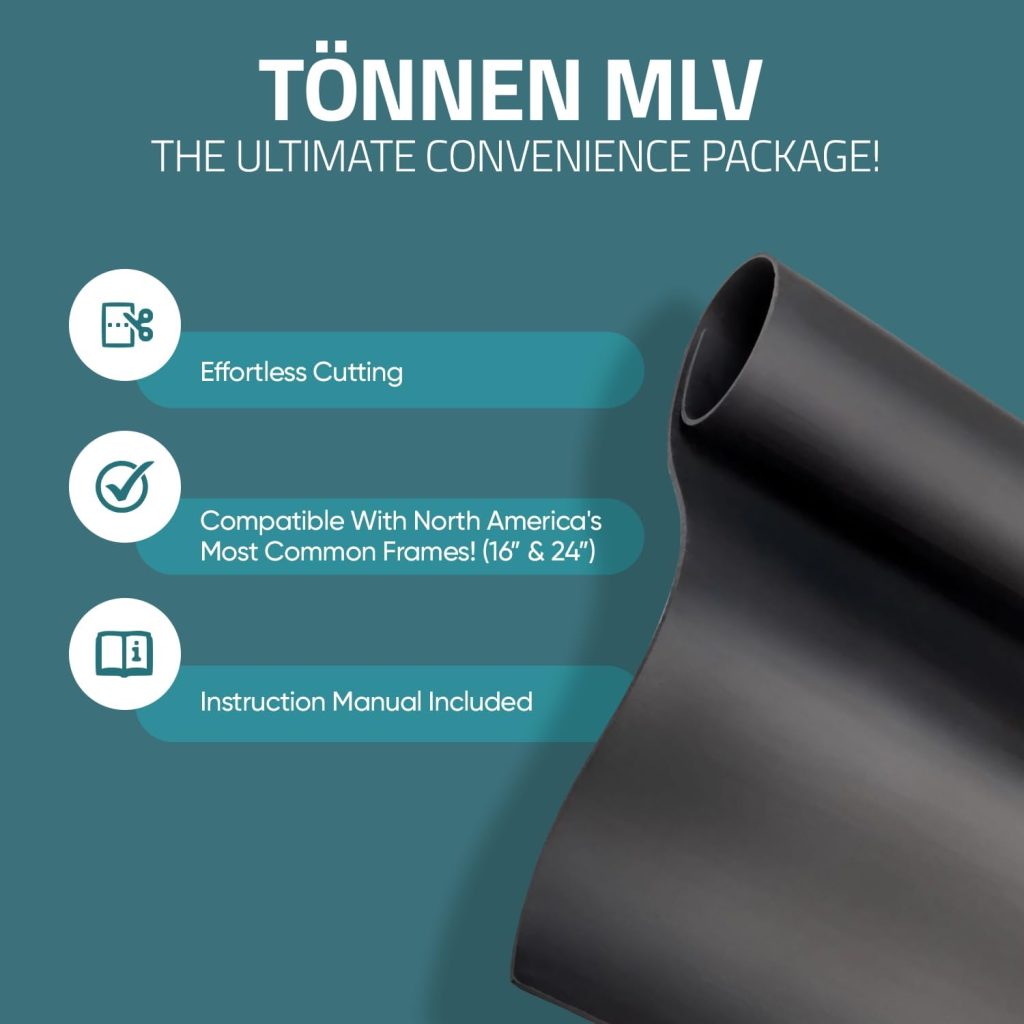 Tönnen Mass Loaded Vinyl 1.23 lb | Higher STC than 1lb. 1/8in Soundproofing Noise Barrier – 80 sf