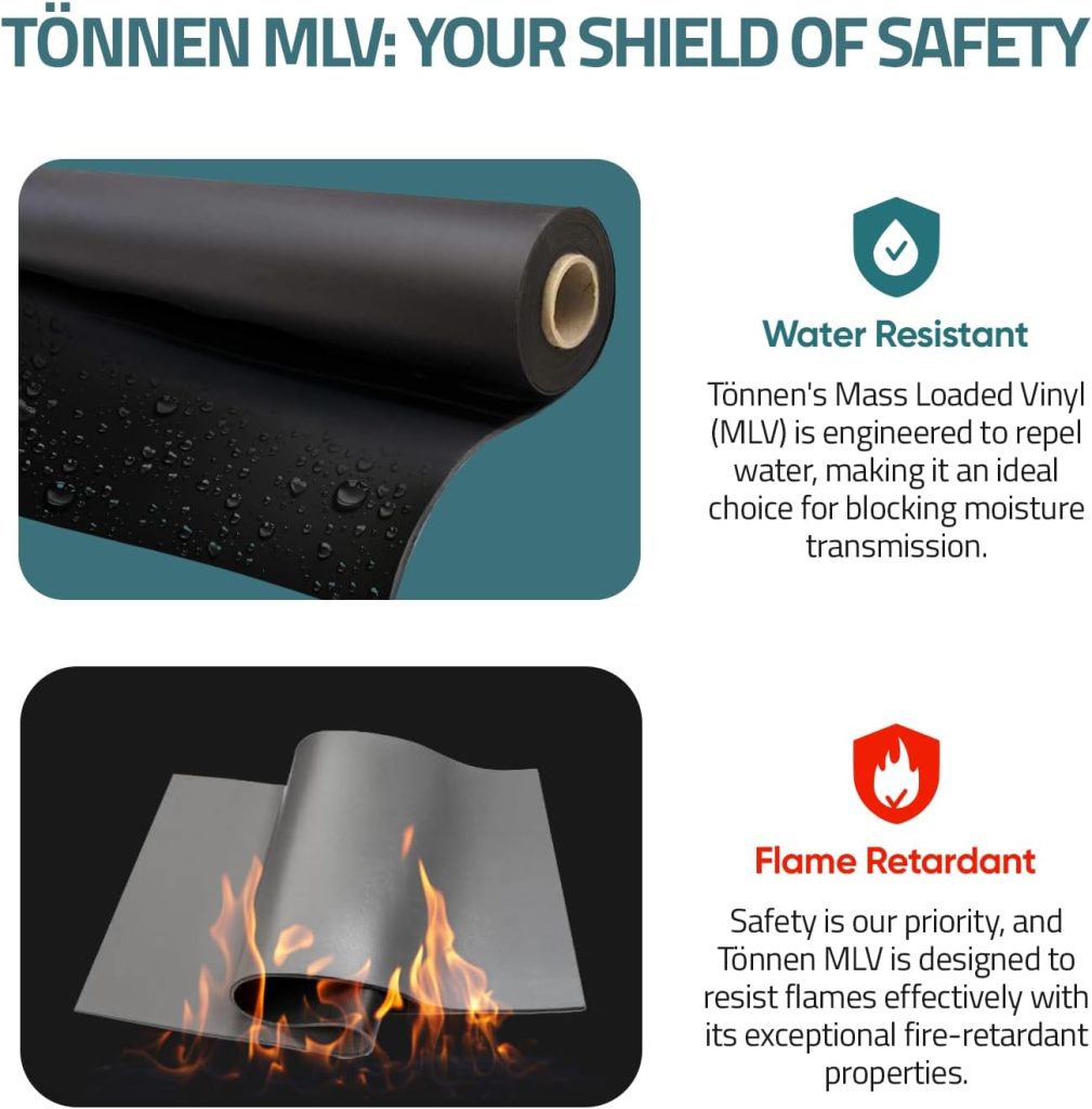 Tönnen Mass Loaded Vinyl 1.23 lb | Higher STC than 1lb. 1/8in Soundproofing Noise Barrier – 80 sf