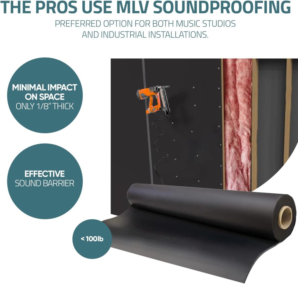 Tönnen Mass Loaded Vinyl 1.23 lb | Higher STC than 1lb. 1/8in Soundproofing Noise Barrier – 80 sf