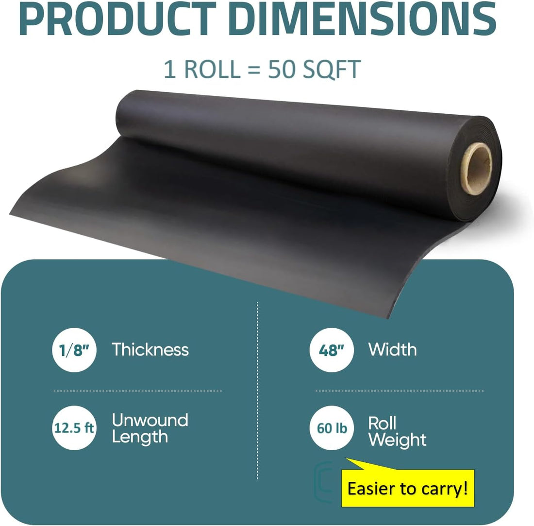 Tönnen Mass Loaded Vinyl 1/8in, 1.2 lb/in2-50 sqft (Easy to Carry roll) – Professional MLV Soundproofing Barrier.