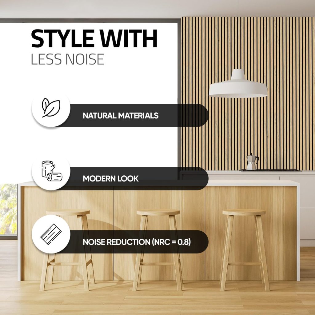 Tönnen Luxury Acoustic Wood Slat Panels | 2pack | 94x11x0.8″ each | Premium Interior Wall Décor (Sapin)