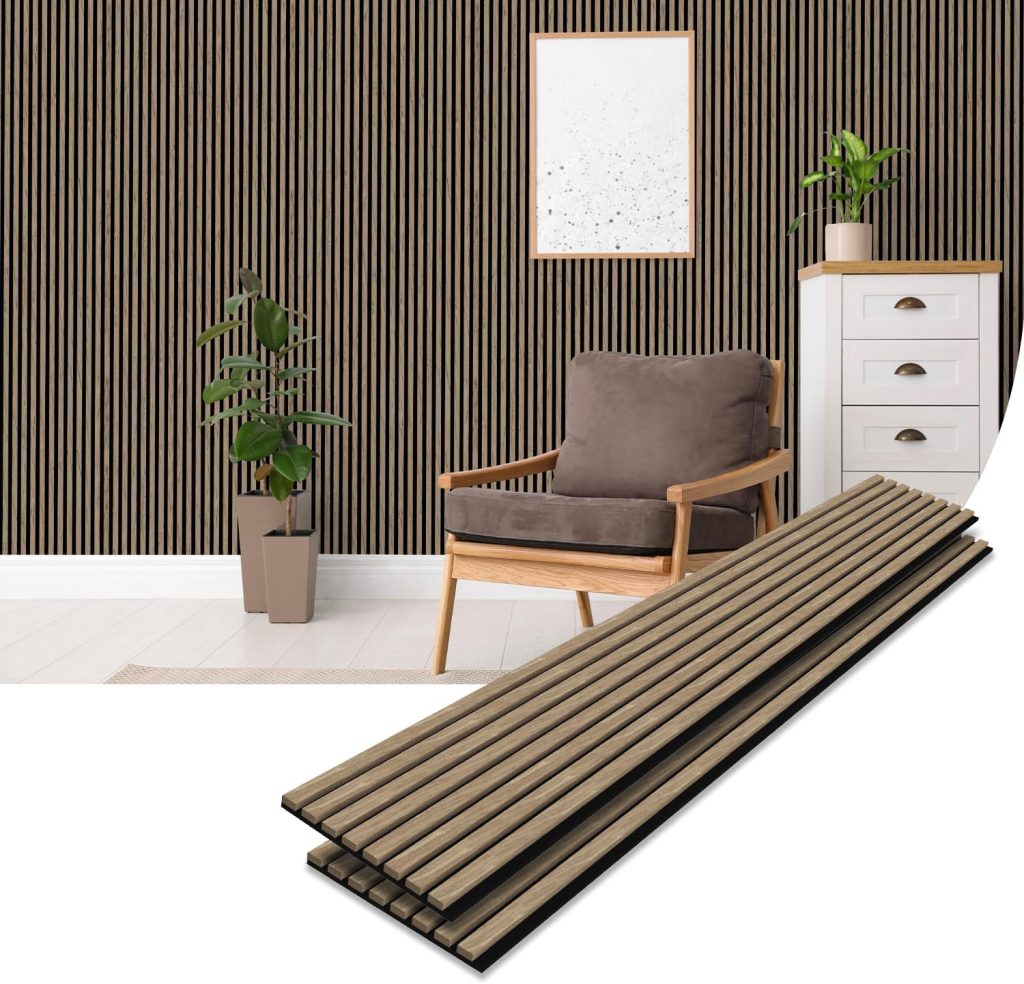 Tönnen Luxury Acoustic Wood Slat Panels | 2pack | 94x11x0.8″ each | Premium Interior Wall Décor (German Wood)