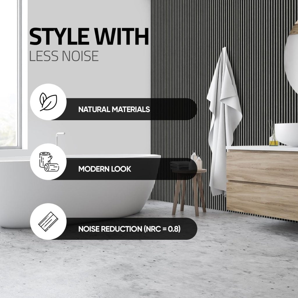 Tönnen Luxury Acoustic Wood Slat Panels | 2pack | 94x11x0.8″ each | Premium Interior Wall Décor (Italian Gray)