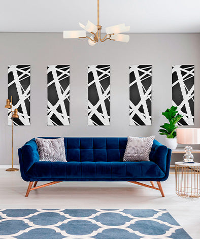 Tönnen 2-pack WHITE STRIPES ON DARK GRAY Acoustic Panel 36x13x 2inch